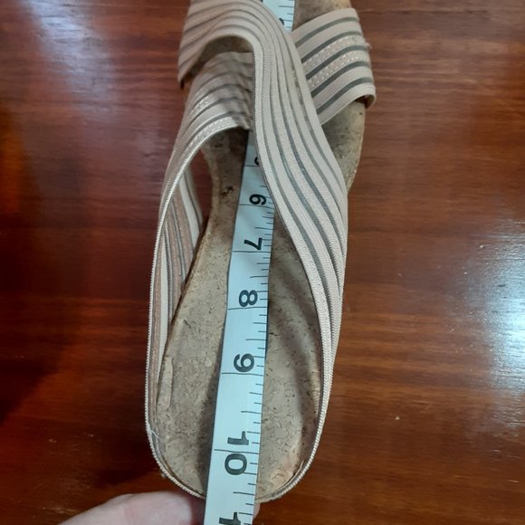 LUCKY BRAND MILLER Beige Criss Cross Strap Cork Wedge Slide Sandals - Picture 10 of 13